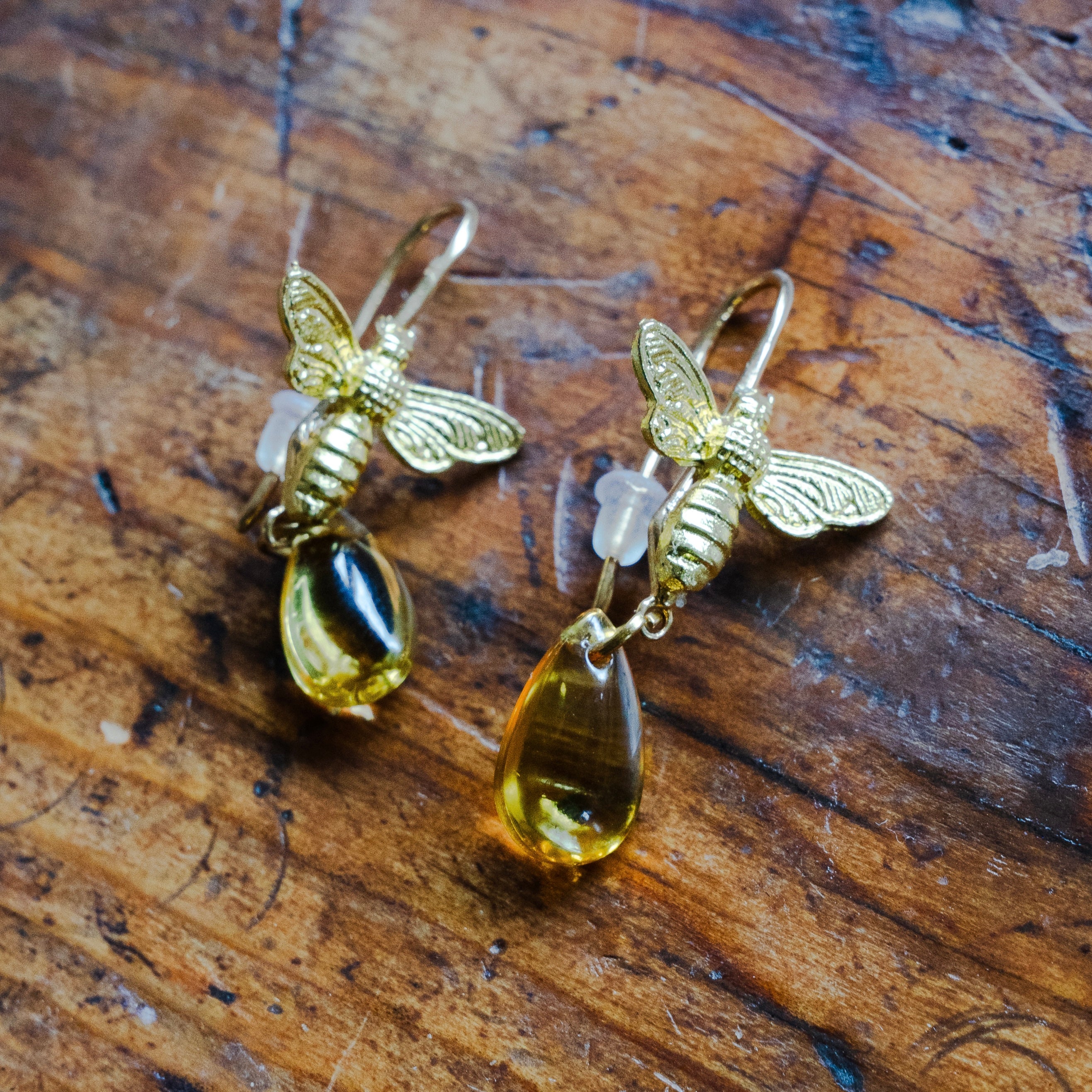 Honeybee drop earrings